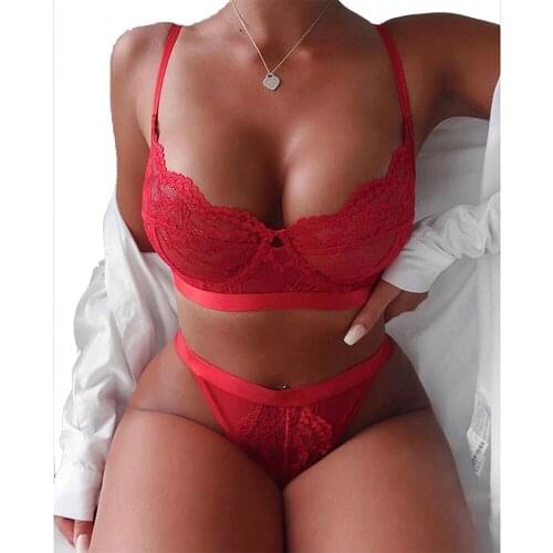 Yellow/Black /Blue Sexy Bralette Women Floral Lace Lingerie Set Blossom Bra Top and Thong Female Bedtime Lenceria Underwear