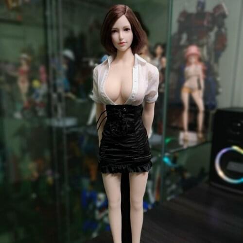 1/6 Scale Female doll clothes white shirt Strap High Waist Skirt Lace Folds Hip Skirt Clothes Model Fit 12'' Action Figure