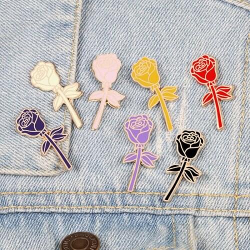 Women Rose Brooches 7 Colors Flower Lapel Enamel Pins Badge Clothing Backpack Fashion Accessories Pin Gift for Lover Best Friend