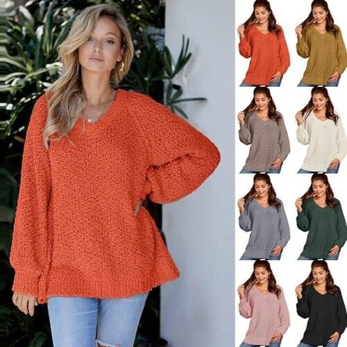 Oversized Women Pullover Sweater Sexy Knitted V Neck Sweater Women Plus Size Loose Sweater Female Long Sleeve Winter Knitwear