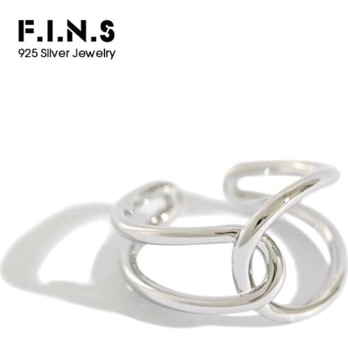 F.I.N.S Korean S925 Sterling Silver Ring INS Minimalist Intertwined Crossed Finger Ring Opening Silver 925 Rings for Women