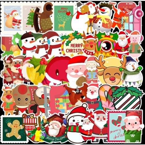 10/50Pcs/Box Merry Christmas Stickers Cute Santa Claus Decorative Stickers For Kids DIY Scrapbooking Diary Stationery Stickers