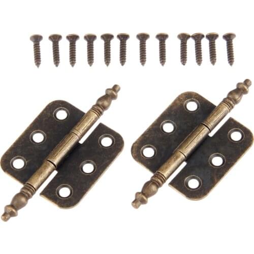 2x Decorative Antique Bronze Crown Head Hinge 6 Holes Jewelry Gift Box Hinge for Cabinet Wooden box Furniture 70*35mm