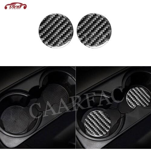 2 PCS/Set Carbon Fiber Car Coaster Cup Holder Mat Pad Trim Cover Stickers For Land Rover Discovery 4 LR4 2010-2016
