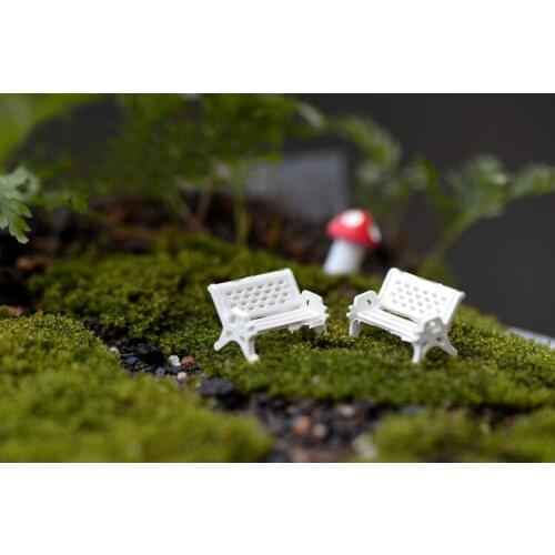 2pcs Mini White Chair Fairy Garden Miniatures Decoration Resin Bonsai Micro Landscape DIY Crafts Miniature Fairy Figurines