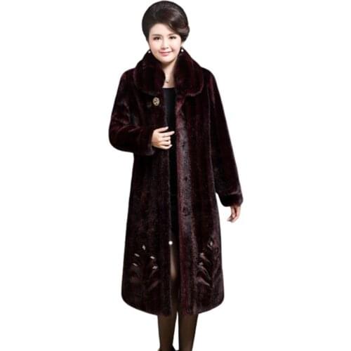2020 New Winter Fur Coat Women Clothes High Quality Imitation Mink Fur Coat Plus Size Thicken Warm Long Coats Female Jacket P73