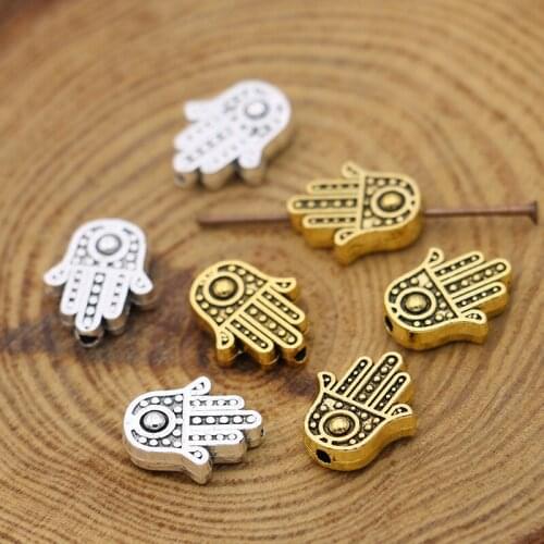 40PCS Gold Color Fatima Hand Loose Spacer Beads for Jewelry Making Bracelet Necklace DIY Accessories Handmade Craft