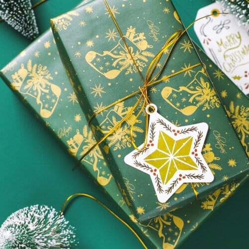 5Pcs/set Christmas Wrapping Paper Roll New Year Holiday Gift Wrapping Paper Black Gold Wrapping Paper