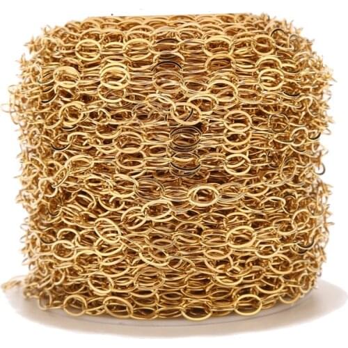6MM width gold tone Stainless Steel Paperclip Chains Necklace welded Oval Cable Chains Links with Spool for Jewelry Making