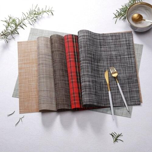 6-piece PVC Placemats Table Mats Heat Insulated Pad Rectangle Washable Placemats Table Decor 5 Colors 45x30cm