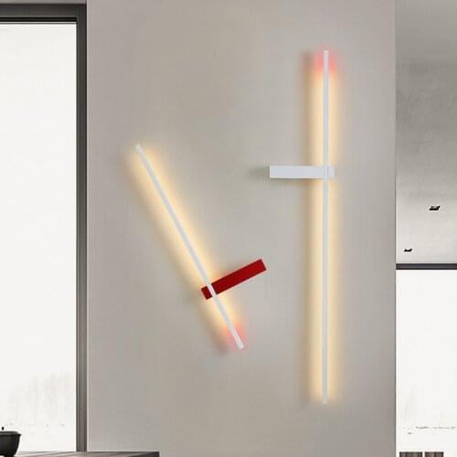 60cm/90cm/120cm Modern Simple Art Wall Lamps AC220V White Black Red LED Indoor Long Wall Lights Living Room Hallway Aisle Decor