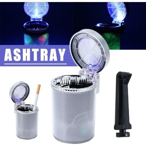 Car Travel Cigarette Cylinder Blue LED Light Ashtray for Cup Holder Ashtray Storage Container Automobile Interior Parts