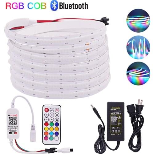 Dimmable COB Strip DC 5V Bluetooth Control 332leds/m SK6812 RGB Full Color High Density FOB Linear Ribbon Flex Tape LED Light