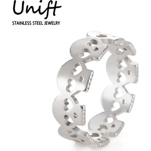 Unift Cyclic Skull Rings for Women Men Stainless Steel Rings Gothic Punk Jewelry Fashion Finger Accessories Party Gift Wholesale