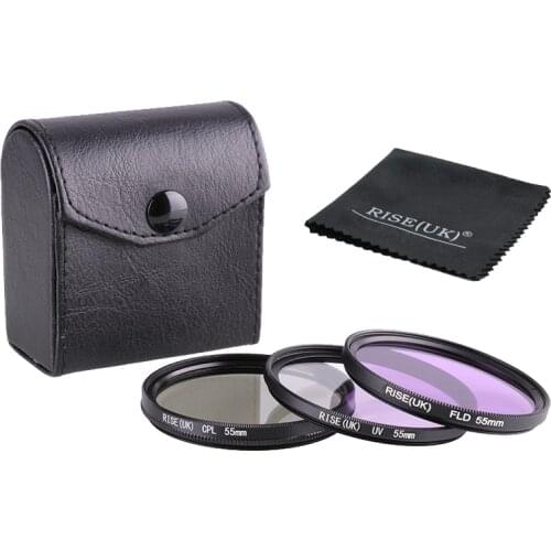 RISE(UK) 55mm Camera Filter Multi Coated Filter Kit UV & CPL & FLD&Gift Filter For Camera 55mm Nikon D5300 D3400