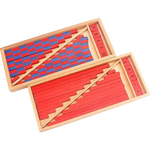 Montessori Materials Math Toy Numerical Rods Mini Blue & Red Sticks Box Digital 1-10 Early Education Home Games Number Exercises