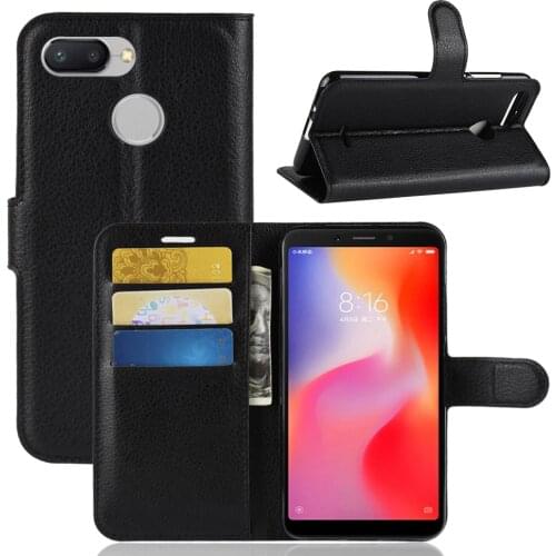 Fashion Wallet PU Leather Case Cover For Xiaomi Redmi 6 Flip Protective Phone Back Shell With Card Holders