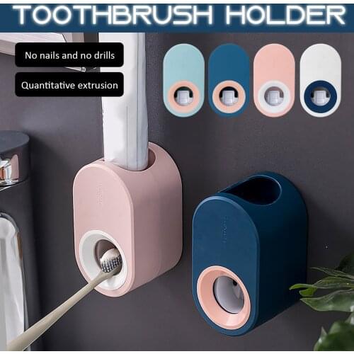Wall Mounted Automatic Toothpaste Rack Bathroom Accessories Wall Hanging Storage Shelves Extrusion Toothpaste Dispenser
