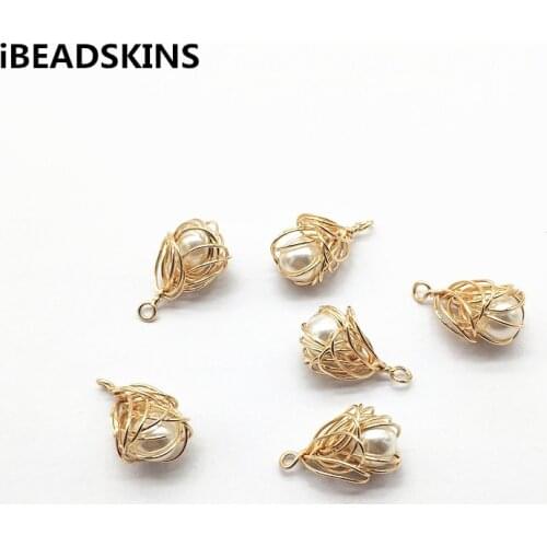 New arrival! 21x12mm 50pcs Copper wire/Imitation pearl Flower Charm for Earrings parts,hand Made Earrings Findings Jewelry DIY