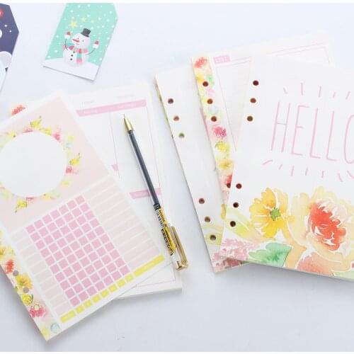 New cute inner paper core for spiral notebooks,candy flower pattern refilling paper:weekly/daily/monthly planner/list A5 A6