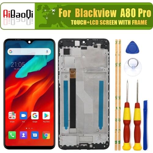 Original 6.49 inch Touch Screen+1560x720 LCD Display+Frame Assembly Replacement For Blackview A80 Pro Android 9.0 Phone