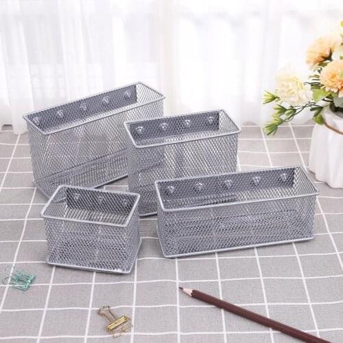 Durable Refrigerator Wire Mesh Magnetic Basket Storage Box Pen Makeup Organizer School Office Supplies C26