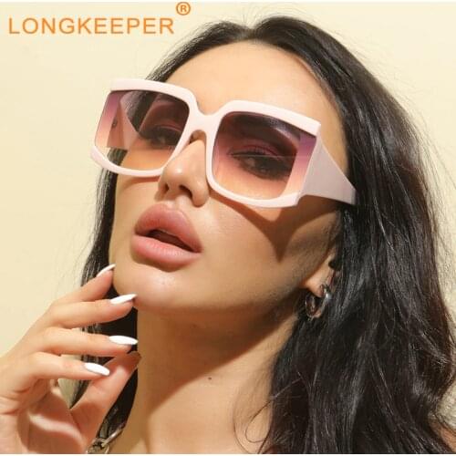 Luxury Brand Designer Oversized Square Sunglasses Women Pink Big Frame Sun Glasses Fashion Famale Street-shot Eyeglasses