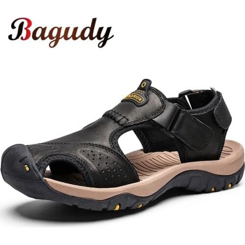 High Quality Men Sandals Genuine Leather Brand Men Beach Sandals Men Casual Shoes Slippers Sneakers Summer Outdoor Male Shoes