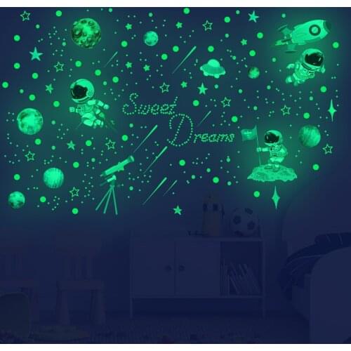 Luminous star astronaut stars wall post kindergarten sitting room the bedroom decorates wall room decor wall stickers