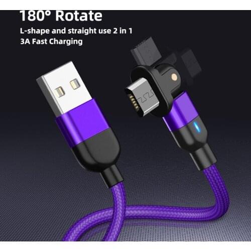Android phone cables support fast charging and data transfer rotatable USB cable for VIVO XIAOMI OPPO 2PCS/lot