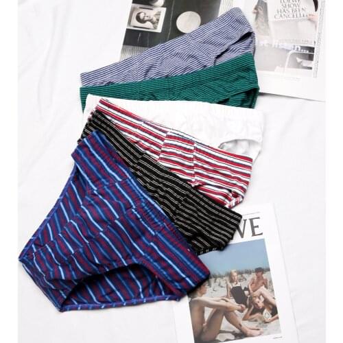 5pack cotton mens briefs 2021 new stripes mens underwear soft men panties plus size XXL breathable mens briefs