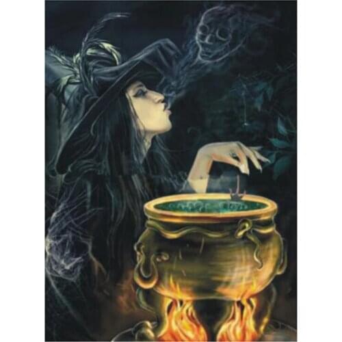 Witch Rhinestone Embroidery Full Square Round 5D DIY Diamond Painting Cross Stitch Exquisite Home Decoration Crafts Gift XN995