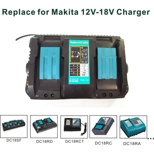 Double Lithium Battery Charger DC18RD Replacement for Makita 18V Battery Charger Makita 14.4V 18V LXT Lithium Battery With USB