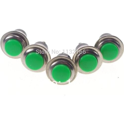 Green Hole 12mm 2 Pin SPST OFF-(ON) 3A 125VAC NO Momentary Push Button Switch