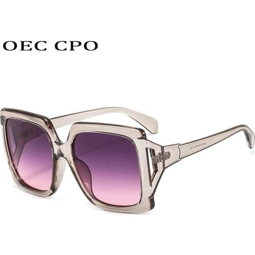 OEC CPO 2021 Oversized Square Sunglasses Women Brand Designer Trendy Gray Pink Lens Vintage Female Sun Glasses Gradient Shades