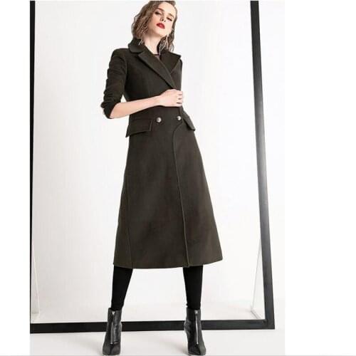 Winter Woolen Jacket Women Coats 2021 New Winter Woolen Coat Women Clothing Long Slim Thick Warm Pakra Female Jackets Army Green