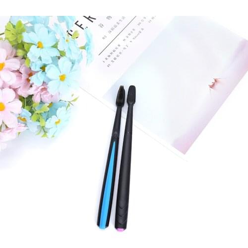 2Pcs Nano Bamboo Charcoal Toothbrush Double Ultra Soft Tooth Brush Tongue Cleaner Black Heads Nano-antibacterial Toothbrush