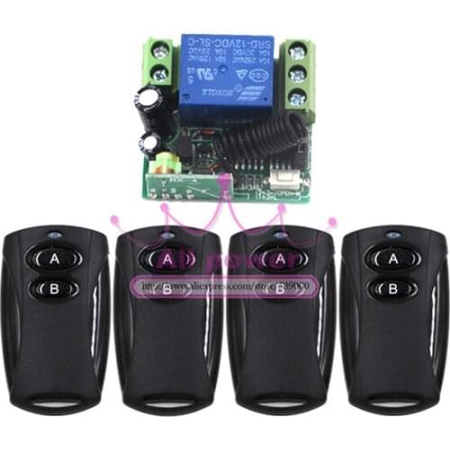 1 Receiver & 4Transmitter FR Wireless Remote Control switch system with 1CH DC12V Multifunctional wireless Module
