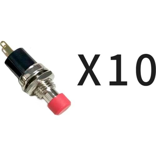 10 PCS 2 Pin 7mm Pushbutton Switch Red/Black Gold-Plated Foot Self-Locking ON-OFF Metal Round Power Switch IP54 High Quality