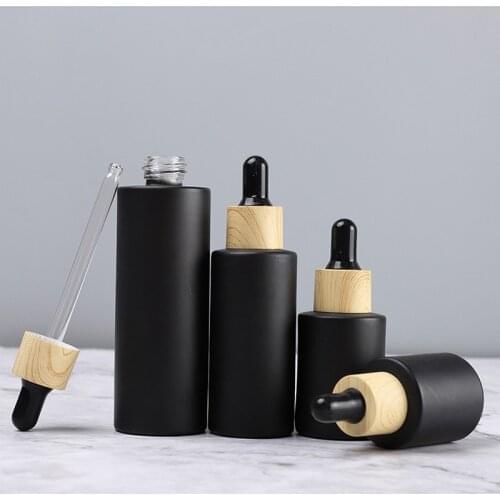 10pcs Dropper Bottle Tubes Frosted Black Glass Aromatherapy Liquid for Essential Massage Oil Pipette Container Refillable Bottle