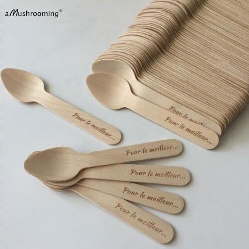100pcs disposable mini coffee stirring spoons custom engraved wooden appetizer dessert spoons party even serving spoon teaspoons
