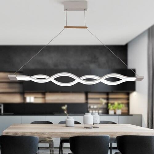 110/220V Nordic Modern Art S Wave Acrylic Led Chandelier Pendant Light Fixtures Hanging Ceiling Lamp for Cafes Restaurant Hotel