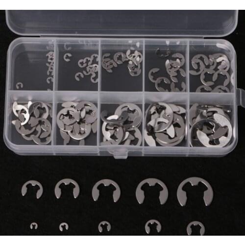 120PCS 1.5mm-10mm E-Clip Assortment Kit Stainless Steel Retaining Circlip Set