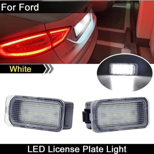2Pcs For Ford Fiesta Focus C-Max Grand Galaxy Kuga Mondeo S-Max B-Max Ecosport White LED License Plate Light Number Plate Lamp