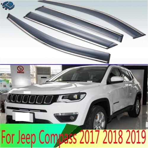 For Jeep Compass 2017 2018 2019 Plastic Exterior Visor Vent Shades Window Sun Rain Guard Deflector 4pcs