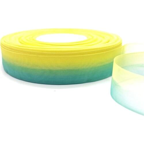 5 Yards/Lot 25mm Gradient color Organza Ribbons for Wedding Home Decor DIY Gift Wrapping Handmade Accessories #08