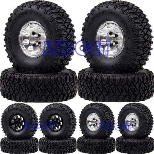 1.55" Aluminum Beadlock WheelsRim Hub 96MM Rubber Tires Tyre For RC 1/10 D90 TF2/ Tamiya CC01 LC70 /MST JIMNY Axial 90069