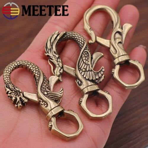 Retro Solid Brass Keychain Buckles Bottle Opener Waist Wallet Chain Belt Car Key Ring Hooks Clasps Pendanat DIY Leather Craft