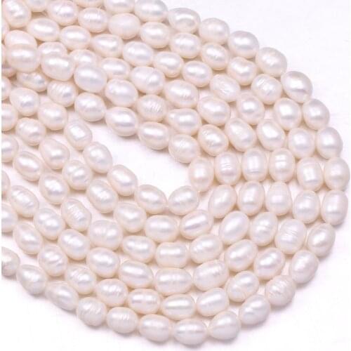 Natural Freshwater Pearls Beaded Elliptical White Pearl Loose Spacer Beads For DIY Necklace Bracelet Jewelry Making Strand 14