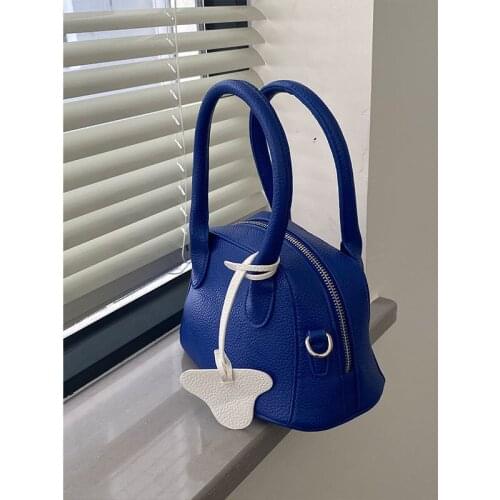 Design blue litchi texture soft glutinous single shoulder portable shell small bag foreign air all kinds of diagonal bag woman